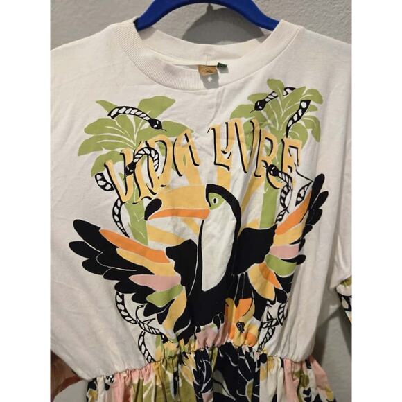 FARM Rio Women's Tropical Toucan Mini Dress Size L Multicolor Summer - Picture 2 of 9